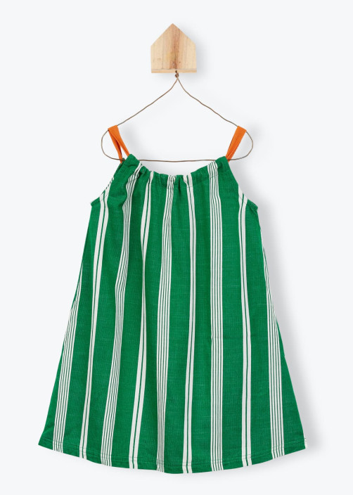 Girls' Green Striped Dress