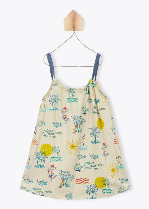 Beach Print Girls' Dress