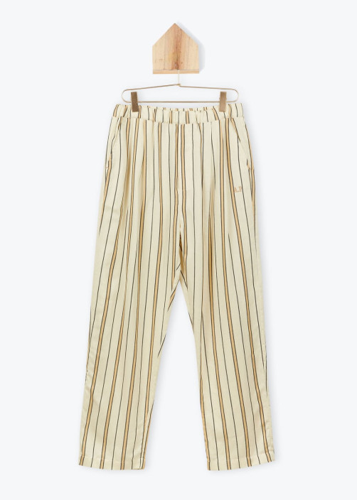 Beige Striped Trousers