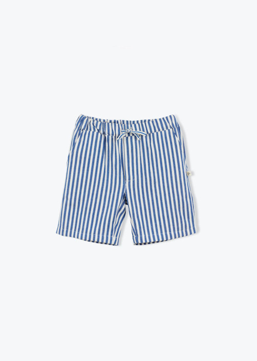 Striped Denim Bermuda Shorts